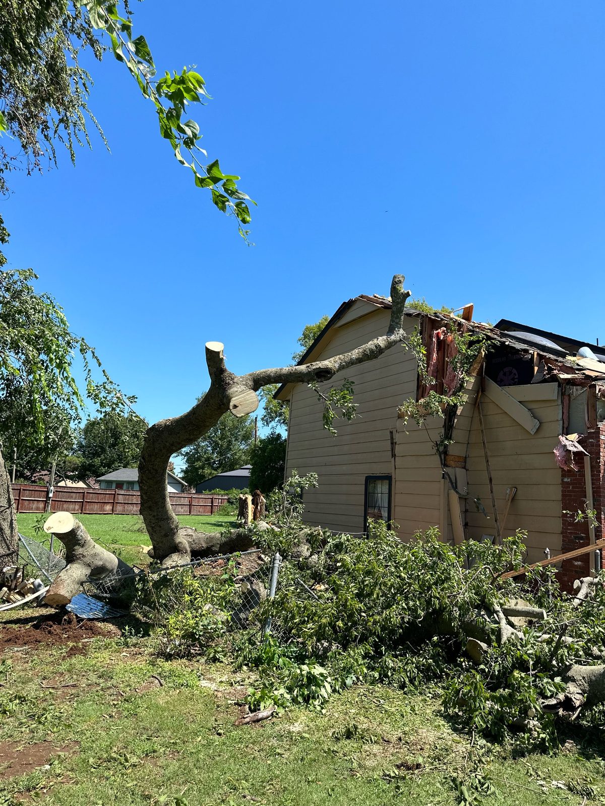 Tree knocked over chimney during Oklahoma storm - Cornerstone Chimneys Tulsa